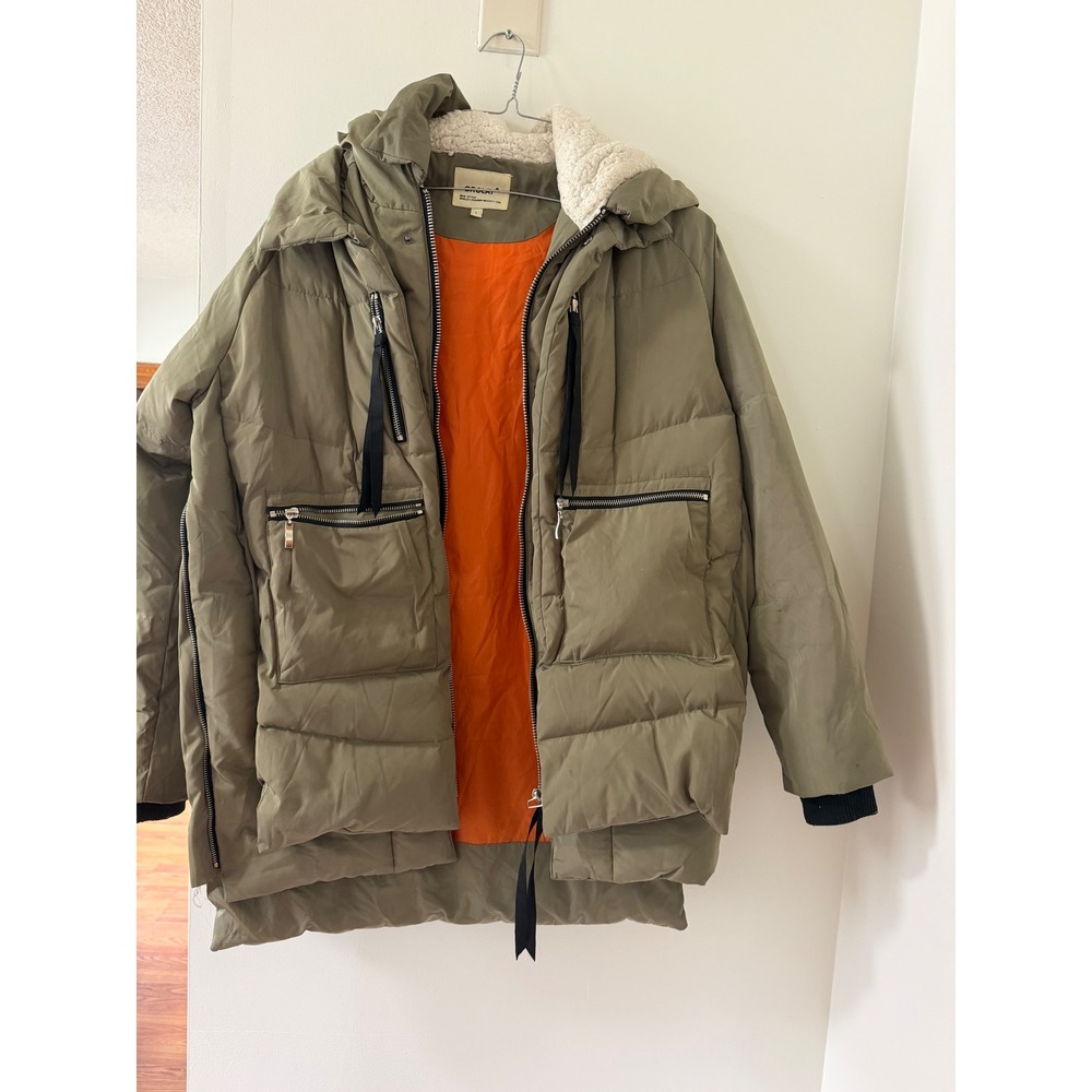 Orolay Thickened Down Jacket Women Large Green Good Puffer Hooded Coat